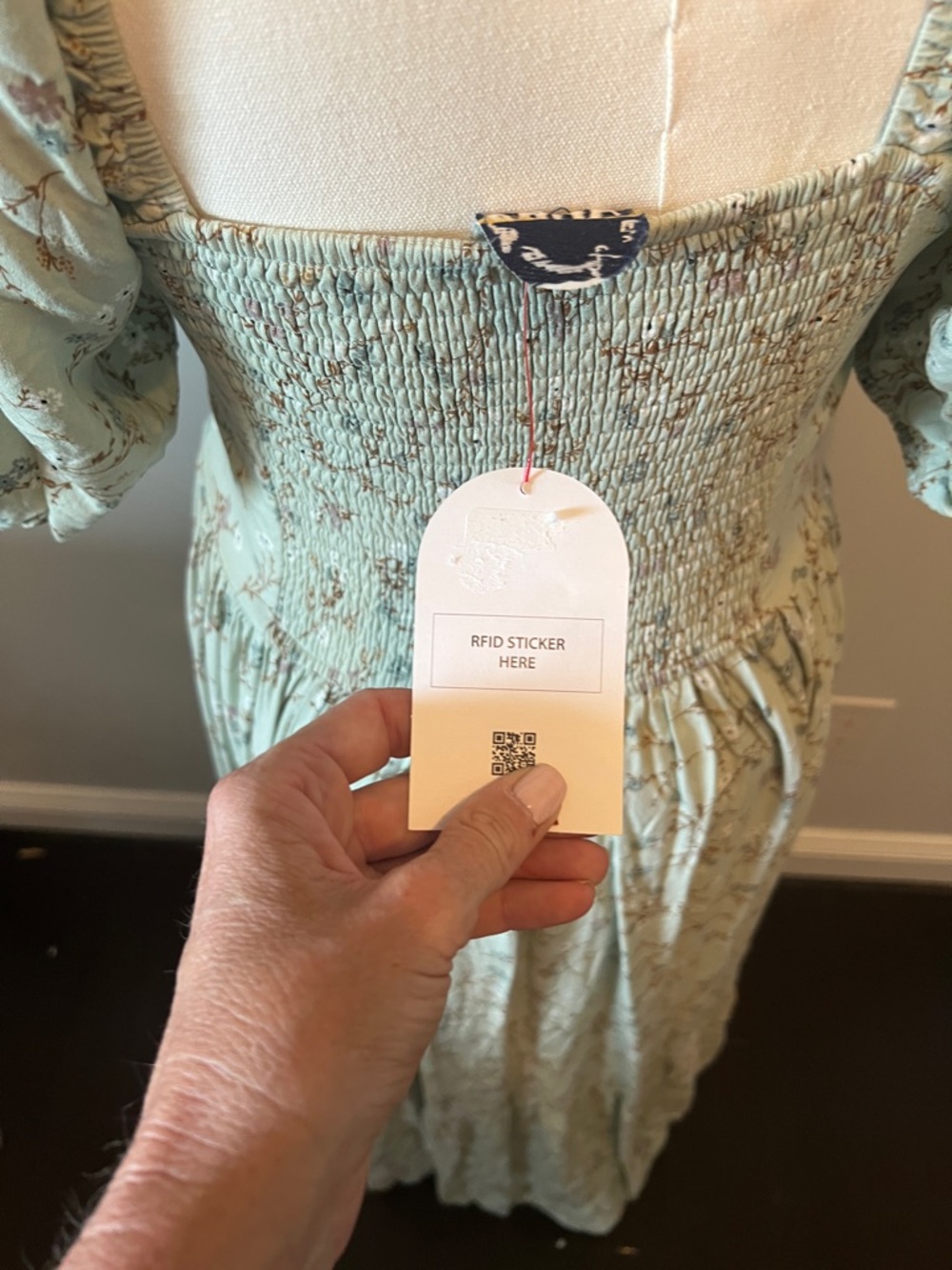 ARULA Sage Green Floral Maxi Dress with Square Neck - Picture 3 of 4